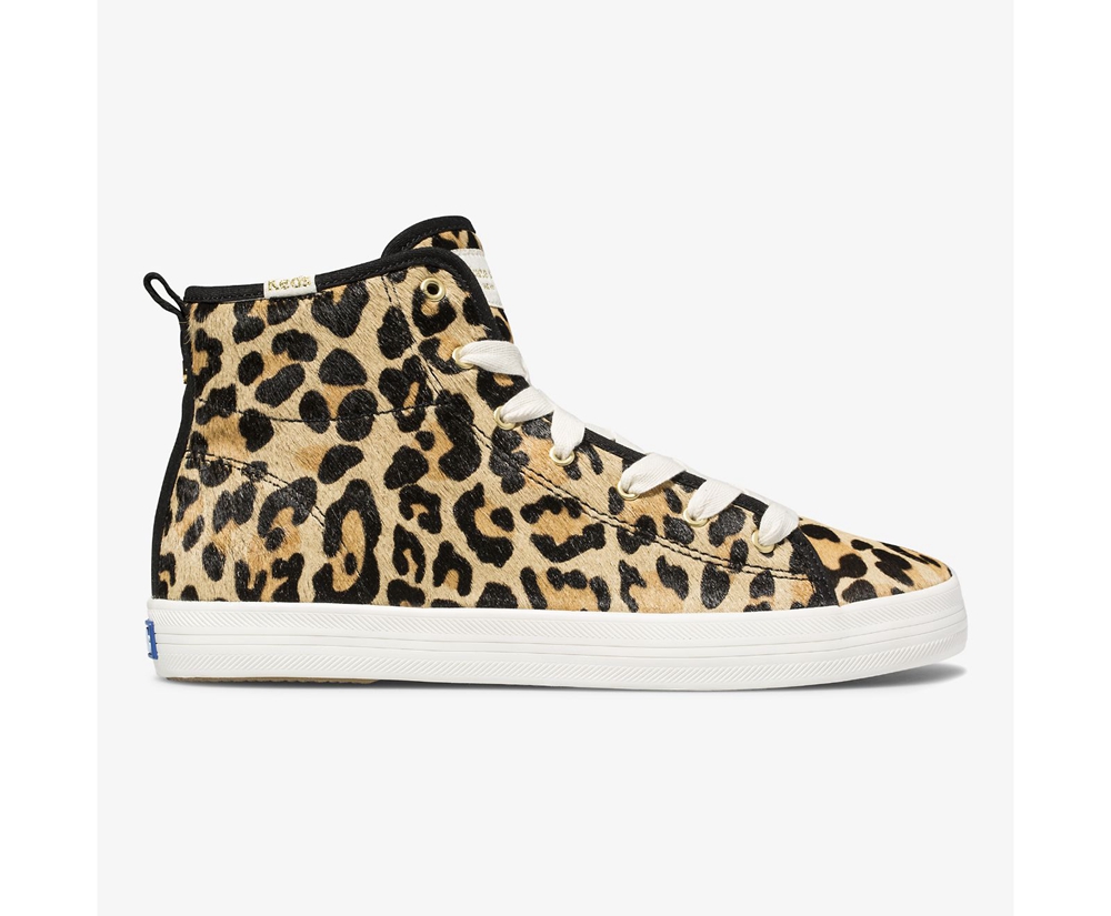 Keds Sneaker Damen Braun - Kate Spade New York Kickstart Hi Leopard Calf Hair - IDG-237158